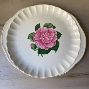 VTG WS George Camellia pink floral gold trim scalloped edge 12" platter plate